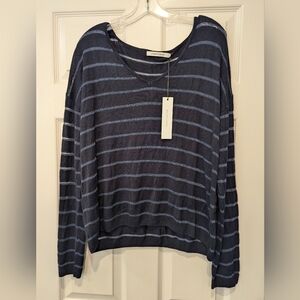 New Stitches & Stripes navy knit V-Neck shimmer long sleeve pullover sweater XXL